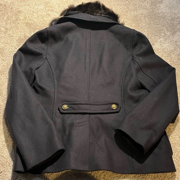 Tory Burch Alexandre Peat Coat Style Navy Genuine Fur Collar EXQUISITE! - Picture 4 of 12